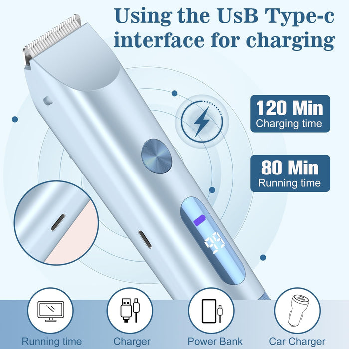 Bikini Trimmer for Women 2in1 High Power Epilators Hair Removal Waterproof Electric Razors Women's Electric Razor Pubic Hair Trimmer Shaver for Women for Ladies Pubic，Face， Underarms，Legs(Purple)