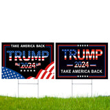 Trump 2024 Yard Signs with H-Stakes, 2PCS 16" X 12" Trump 2024 Take America Back Yard Signs, Placard Voted for Trump Outdoor Lawn Yard Garden Decoration