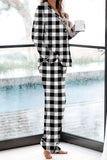 Aamikast Pajama Sets for Women Soft Button Up Christmas Pjs Matching Sets (Plaid Black L)