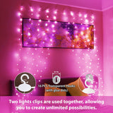 HXWEIYE 300LED Pink Fairy Curtain Hanging Lights with Remote 8 Modes Timer for Bedroom, 9.8x9.8Ft USB Plug in Christmas Fairy String Lights for Outdoor, Weddings, Party, Garden, Wall, Decorations