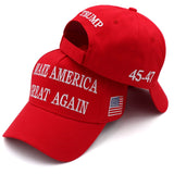 Trump 2024 45-47 MAGA Hat Make America Great Again Donald Trump Slogan with USA Flag Embroidery Adjustable Baseball Cap (2pcs Red MAGA Hat)