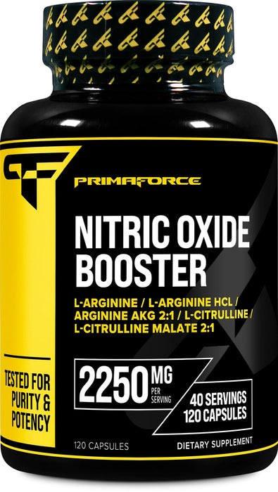 Primaforce Nitric Oxide Booster (2,250mg, 120 Capsules) - 40 Servings of Our Nitric Oxide Boosting Blend for Pre-Workout and Post-Workout