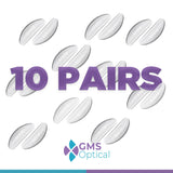 GMS Optical® Extra-Thin (1.3mm) Large-Length (18mm) Anti-slip Adhesive Contoured Silicone Eyeglass Nose Pads with Super Sticky Backing - (5 Pair - 2 Pack) (10 Total Pairs) (Clear)