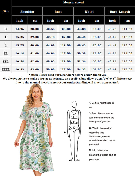 Short Sleeve House Dress for Women Dusters Lounge Dress Patio Dress Moo Moo for Women Casual House Coats for Elderly