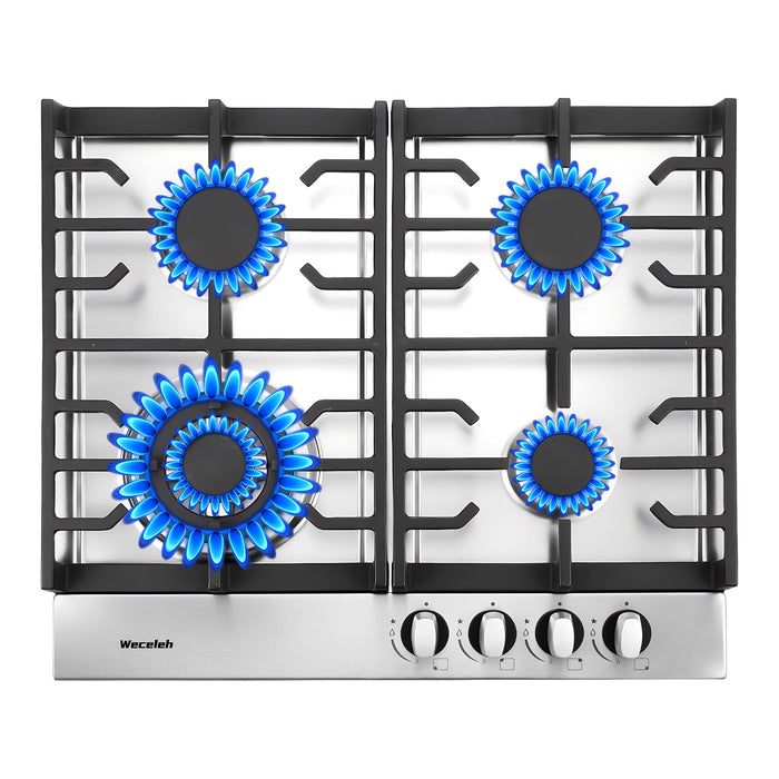 23″x20″ Built in Gas Cooktop 4 Burners Stainless Steel Stove Top 27400BTU with Thermocouple Protection,Easy Knob Control,NG/LPG Convertible Stainless Steel Easy Clean for Kitchen