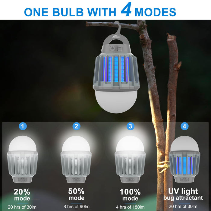 Wisely Bug Zapper Outdoor/Indoor Electric, USB-C Rechargeable Mosquito Killer Lantern Lamp, Portable Insect Electronic Zapper Indoor Trap, with LED Light 1PK Slate