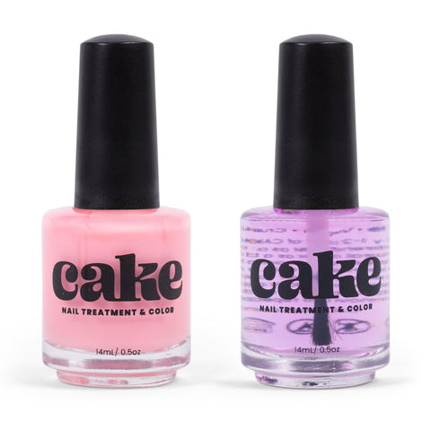 CAKE Power Boost Nail Strengthener & Nail Polish Duo: Color "Love Shack" - Keratin, Vitamin E, & Biotin Enriched, Nail Growth & Nail Hardener, (1 FL oz) CAKE Nail Treatment & Color