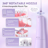 Water Flosser with 300mL/10.1oz Tank 4 Modes 6 Jet Tips,Dental Oral Irrigator for Home and Travel for Oral Care,USB Rechargeable Cordless Water Dental Picks for Teeth Cleaning,IPX7 Waterproof