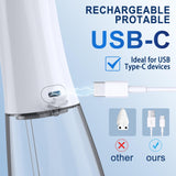 Water Dental Flosser Cordless Teeth Cleaning MOCEL 5 Modes Oral Irrigator 300ML Portable and USB C Cable Rechargeable IPX7 Waterproof Flossing Teeth Pick Irrigation Cleaner for Home Travel (White)