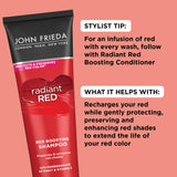 John Frieda Radiant Red Shampoo for Red Hair, Helps Enhance Red Hair Shades, with Pomegranate and Vitamin E, 8.3 oz (Pack of 2)