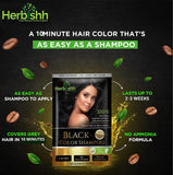 Herbishh Hair Color Shampoo for Gray Hair–Natural Hair Dye Shampoo with Argan Hair Mask–Travel size-Colors Hair in Minutes–Long lasting colour–10pack+1pack–Ammonia-Free (Black)
