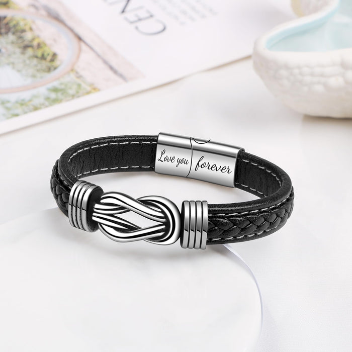 JoycuFF Birthday Gifts for Son, Son Birthday Gift from Mom To My Sons Bracelet from Dad, Christmas Anniversary Mother And Son Knot Bracelet for Men Love You Forever