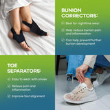 VICORRECT Adjustable Bunion Corrector For Women: Orthopedic Bunion Corrector For Women Big Toe - Overnight Hallux Valgus Corrector For Men With Toe Separators (2PC)