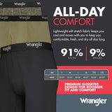 Wrangler Mens Boxer Brief Underwear 6" Inseam for Men Pack of 6 (Small, Olive/Black/Heather Green)