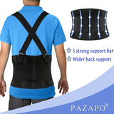 PAZAPO Back Brace Men and Women - Lower Lumbar Support for Heavy Lifting - Lower Back Support Belt with Removable Suspenders-Adjustable Back Belt for Workout, Back Pain Relief, M/L(30-37 Inches)