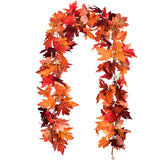 DearHouse 2 Pack Fall Garland Maple Leaf, 5.9Ft/Piece Hanging Vine Garland Artificial Autumn Foliage Garland Thanksgiving Decor for Home Wedding Fireplace Party Christmas (Red)