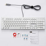 HUO JI E-Yooso Z-88 Wired Typewriter Style Mechanical Gaming Keyboard, Programmable RGB Backlit, Blue Switches - Clicky, Detachable USB-C Cable, Retro 104 Keys for Mac, PC, White