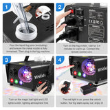 MOSFiATA Fog Machine with Disco Ball Lights 600W Smoke Machine with RGB LED Lights, 2300 CFM Spray, Remote Control, Perfect for Halloween, Christmas, Wedding, Party, Club, DJ Stage Effect