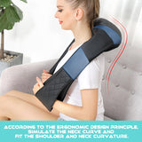 Neck Massager with Heat, Shiatsu Back Neck and Shoulder Massager, Deep Tissue 4D Kneading Massage Relax Muscle Pain Relief, Use at Home, Office, Car- Best Gifts for Women Men Mom Dad (Blue)