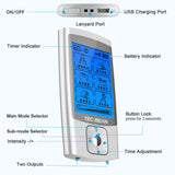 TEC.BEAN Tens Ems Unit 24 Modes Muscle Stimulator for Pain Relief Therapy, Rechargeable Electronic Pulse Massager Muscle Massager with 8 Pads Great for Treating Pain and Muscle Relief