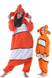 DELEY Unisex Kids Clownfish Onesie Pajamas, Flannel Animal One Piece Costume Sleepwear Halloween Cosplay Homewear Orange White