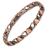 Feraco Copper Bracelet for Women 99.99% Solid Copper Magnetic Bracelets, Unique X Shape Links, Magnetic Field Therapy Jewelry Gifts (Heart Shape)