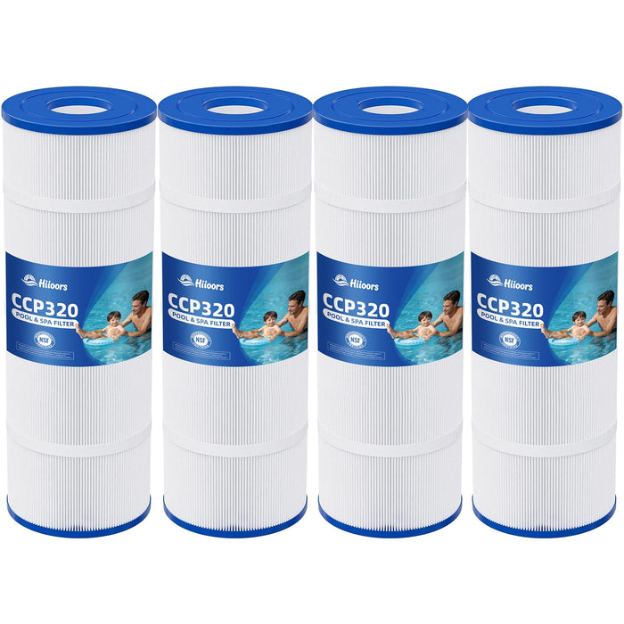Hiioors CCP320 Pool Filter Cartridges 4 Pack, Compatible with Pentair Clean & Clear Plus 320, Replace Pentair R173573, Pleatco PCC80-PAK4, 160340, 320 sq.ft, Heavy Duty 5 oz+ Trilobal Fabric