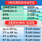 Omega 3 for Dogs - 180 Fish Oil Treats for Dog Shedding, Skin Allergy, Itch Relief, Hot Spots Treatment - Joint Health - Skin and Coat Supplement - EPA & DHA Fatty Acids - Salmon Oil - Bacon