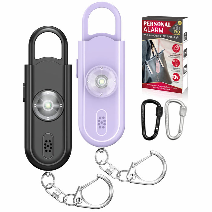 Safe Sound Personal Alarm, 2 Pack 130 dB Loud Siren Song Emergency Security Alarm Keychain with Strobe LED Light, Personal Sound Safety Siren for Women, Men, Children, Elderly