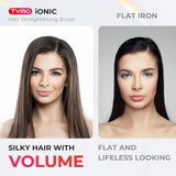 TYMO Ionic Hair Straightener Brush - Straightening Brush with Enhanced 10 Million Negative Ions, 25s Heat-up, 16 Temps & Dual Voltage, Ceramic Hot Comb Anti-Scald & Auto-Off for Women