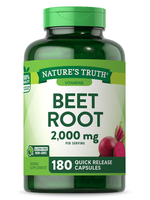 Nature's Truth Beet Root Capsules | 2,000mg | 180 Count | Non-GMO and Gluten Free Supplement