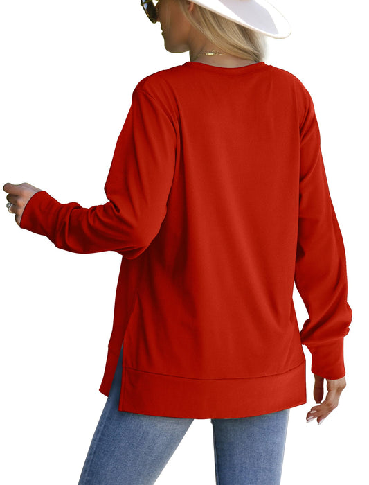 Red Sweatshirt for Women Christmas Sweaters Long Sleeve Fashion Shirts M