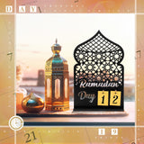 DoubleFill Ramadan Calendar Set Ramadan Advent Calendar 30 Days Wooden Eid Mubarak DIY Countdown Calendar Ramadan Decoration Gift Ramadan Table Decor for Ramadan Party Islam Muslim Accessories (Black)