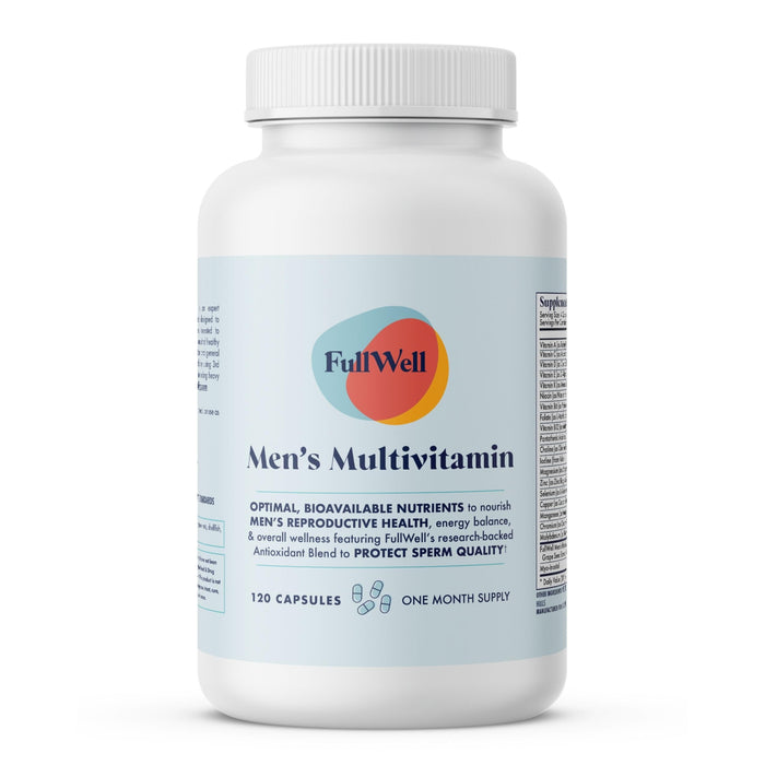 FullWell Men's Daily Multivitamin with Vitamin D, Antioxidants, Choline, and B Vitamins for Optimal Sperm Quality, Hormone Health, and Overall Male Fertility, 3rd Party Tested, 30 Servings