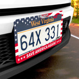 Trump 2024 License Plate Frame, Save America Again! Stainless Steel Car License Plate Cover Holder Car Frame Decoration with Screws 12.3" x 6.3"for US Standard Vehicle Size (American Flag)