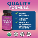 Organic Biotin Vitamins for Hair Skin and Nails Health Support - Vegetarian-Friendly Hair Skin Nails Vitamins for Women with Vitamin E & Biotin 5000mcg to Help Produce Keratin - 120 Biotin Supplement