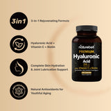 NatureBell Hyaluronic Acid Supplements 250mg | 240 Capsules, with Biotin 5000mcg & Vitamin C 25mg, 3 in 1 Support - Skin Hydration, Joint Lubrication, Hair and Eye Health