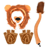 HODRME 5 Pieces Lion Ears and Tail Set-Lion Headband Nose Tail Paw Gloves Cosplay Party Halloween Costume Accessories for Kids and Adults