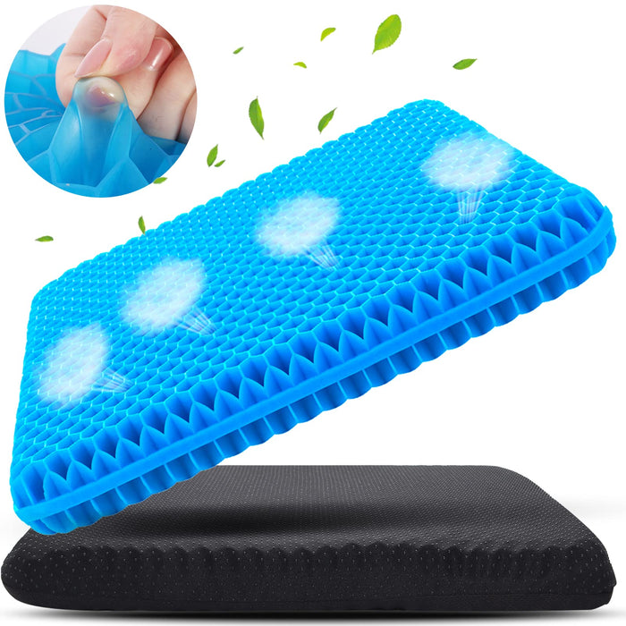 KYSMOTIC Large Gel Seat Cushion for Long Sitting (Super Large & Thick), Soft & Breathable, Gel Cushion for Wheelchair Reduce Sweat, Gel Chair Cushion for Hip Pain, Gel Seat Cushion for Office Chair