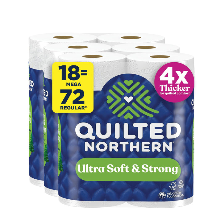 Quilted Northern Ultra Soft & Strong Toilet Paper, 18 Mega Rolls = 72 Regular Rolls, 4X Stronger*, Premium Soft Toilet Tissue