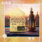 DoubleFill Ramadan Calendar Set Ramadan Advent Calendar 30 Days Wooden Eid Mubarak DIY Countdown Calendar Ramadan Decoration Gift Ramadan Table Decor for Ramadan Party Islam Muslim Accessories (Gold)