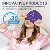 EXQUISLIFE Migraine Headache Relief Cap, Gel Ice Head Wrap, Hot and Cold Therapy, Headache Eyes Mask for Sinus, Puffy Eyes, Tension and Stress Relief (Purple)