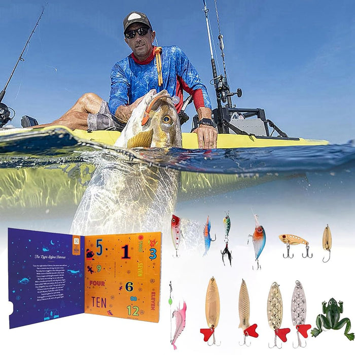 Fishing Advent Calendar, Fishing Christmas Countdown, 24 Days Fishing Lure Set, 2024 Xmas Surprise Gift for Fishing Lover Fisher Adult Men Teen Boys Father Boyfriend Grandpa (Style D)