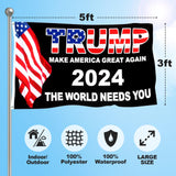 President Trump Flag 3x5 FT Trump 2024 Flag Make America Great Again Banner Indoor Outdoor 1 Ply With Vivid Patriotic Colors Design UV & Fade Resistant 2 Brass Grommets