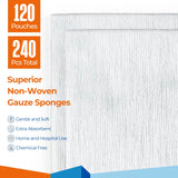 Kingstar Sterile Nonwoven Gauze Pads, 4"x 4" Wound Dressing, 120 Packs - 240 Pieces Superior Soft Sponge Pads, Higher Absorbent Gauze Compresses for Trauma or Post-Operative Wound Care