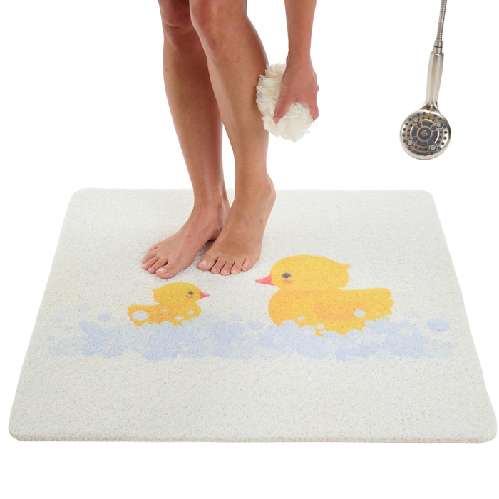 Square Shower Mat - Non Slip Shower Mats for Inside Shower - Extra Large 31x31 Shower Floor Mat Non Slip - Square Bath Mat for Shower - Secure Anti Slip Loofah Shower Bath Mat (31x31 Duck)