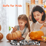 WANNTS Pumpkin Carving Kit Halloween, Safe and Easy Pumpkin Carving Set for Kids, DIY Stainless Steel Pumpkin Carving Tools for Halloween Decoration Jack-O-Lanterns, Gift for Halloween(With Hammer)