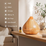 Essential Oil Diffusers for Home with Top 10 Oil Diffuser Gift Sets, 550ml Aroma Diffuser for Essential Oils Large Room, Ultrasonic Cool Mist Diffuser Auto Shut-Off 4 Timers 15 Colors (Yellow)