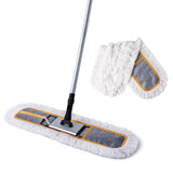 CLEANHOME 24" Commercial Dust Mop for Floor Cleaning, Heavy Duty Floor Mop with 2 Microfiber Mop Pads Wet and Dry Flat Mop, Commercial Cleaning Tools for Marble, Laminate, Hardwood Floor Sweeping,Grey