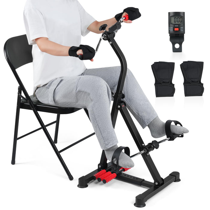 ZIDAFIT Adjustable Pedal Exerciser Bike for Seniors - Hand Arm Leg and Knee Therapy, Stroke Recovery - Compact, Portable Fitness Equipment for Full Body Workout - Great Gift for Elderly Rehab